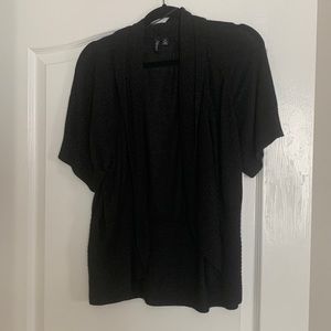Short sleeve black shimmer cardigan